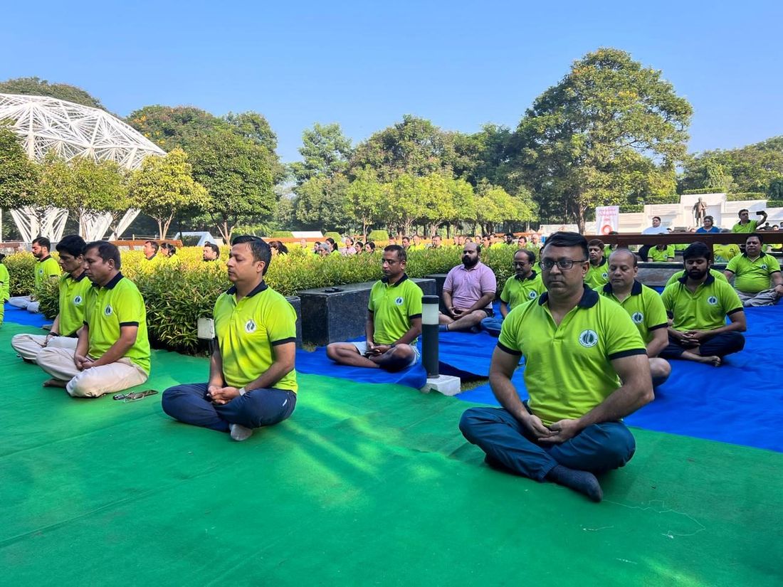A group meditation session